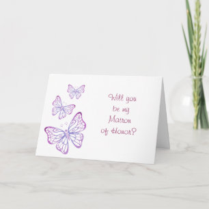 Invitación Clase de Mariposa Morado Malva Rosa Señora de Hono