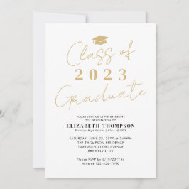Invitación Clase de moda del Partido de Graduación de Oro 202