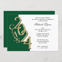 Invitación Clase de Oro Grad 2024 y Verde