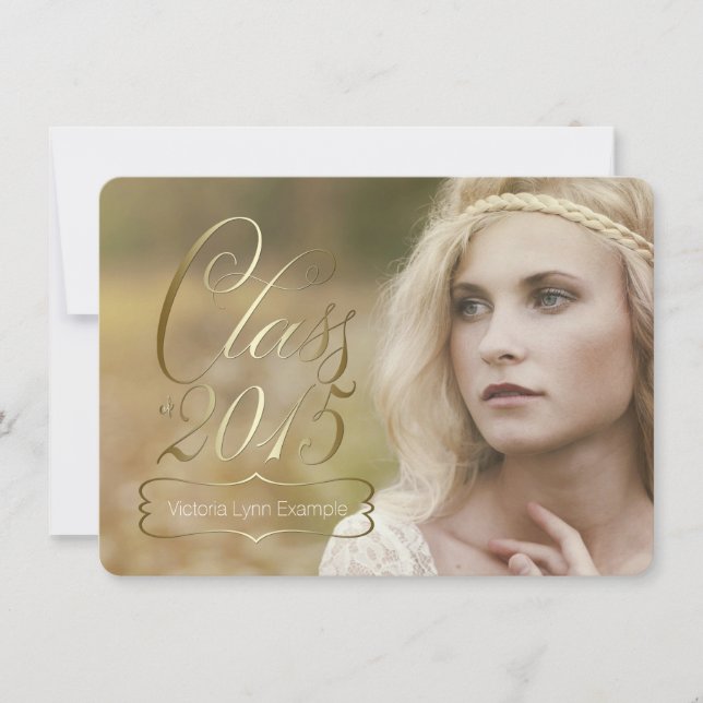 Invitación Clase de oro para chicas de 2015 Graduación (Anverso)