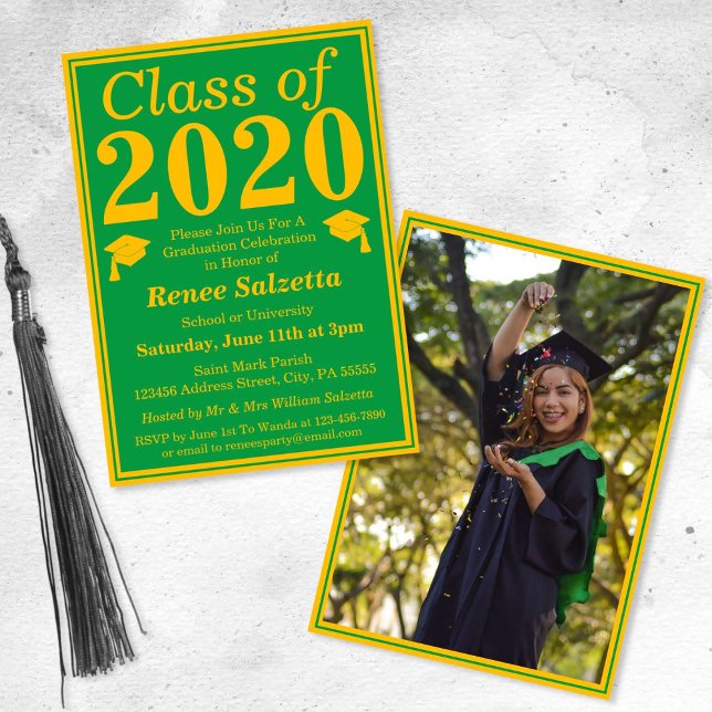 Invitación Clase de Oro Verde de 2024 Foto de graduación (Subido por el creador)