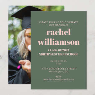 Invitación Clase de partido de graduación fotográfica de verd