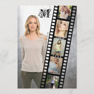 Invitación Clase de Partido de Graduación Retrato Senior Nega