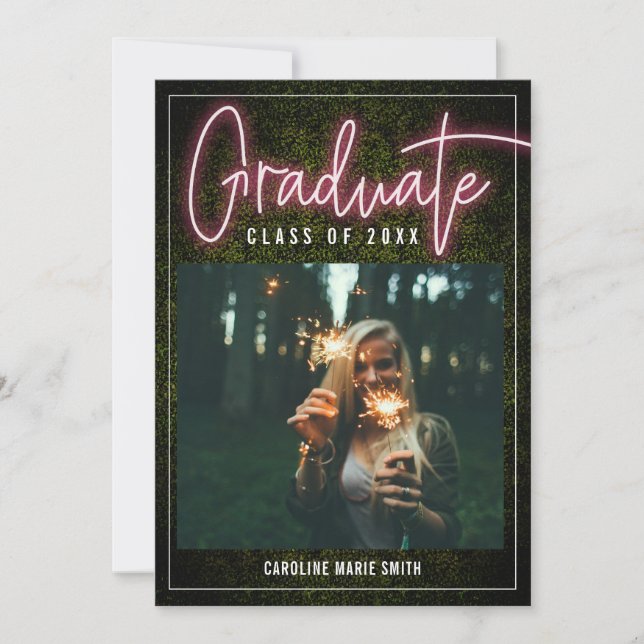 Invitación Clase De Posgrado Neon (Anverso)