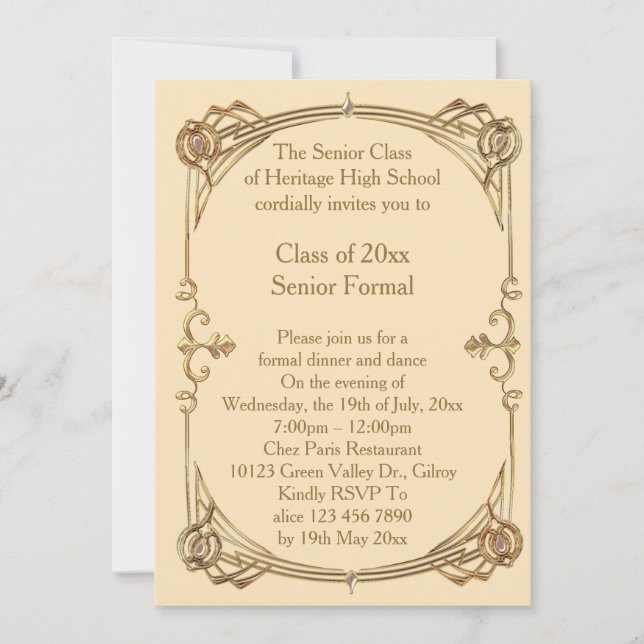 Invitación clase de promoción formal superior (Anverso)