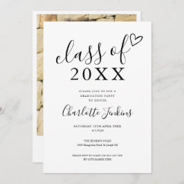 Invitación Clase de Script Heart Photo Graduation Party