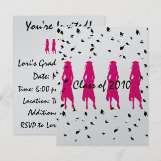 Invitación Clase de siluetas de grado rosa 2010 con sarna