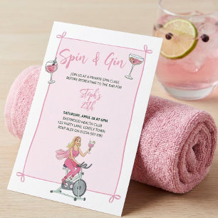 Invitación Clase de Spin y Gin Rosa y Fiesta de Cóctel