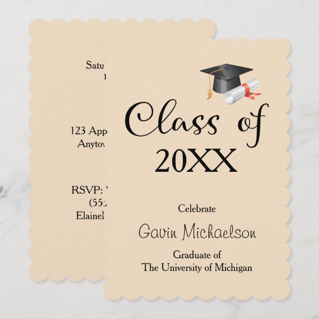 Invitación Clase de su Personalizado de año (Anverso / Reverso)