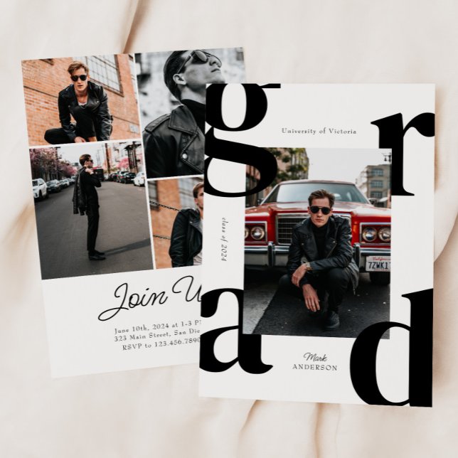 Invitación Clase de tipografía moderna y audaz de 2024 Gradua (Subido por el creador)