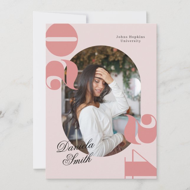 Invitación Clase de tipografía negrita rosa de graduación en  (Anverso)