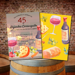 Invitación Clase de vino español y cata de quesos Cumpleaños 