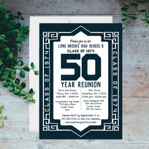 Invitación Clase de Vintage de 1974 Reunión de 50 años de sec