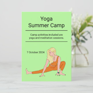 Invitación Clase de yoga personalizada de salud retiro campam
