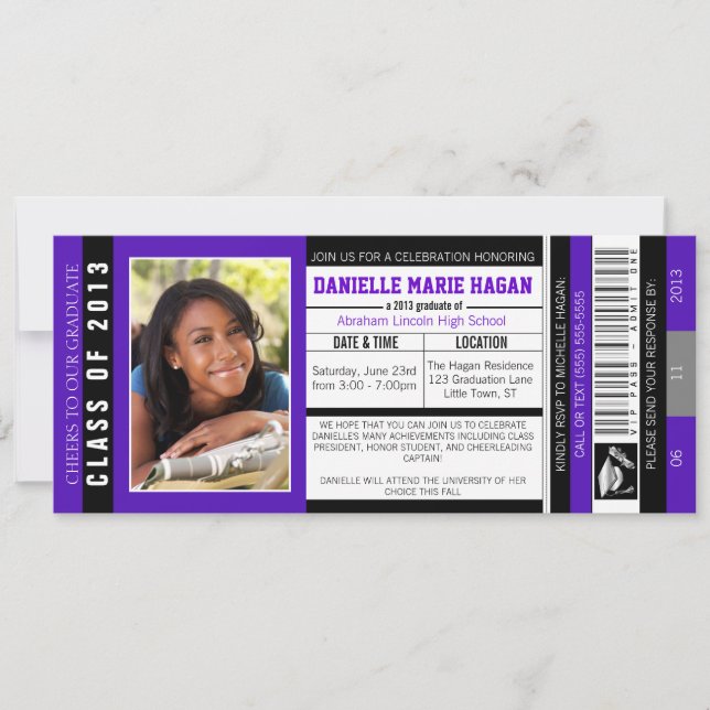 Invitación Clase del boleto 2013 de la admisión del VIP de la (Anverso)