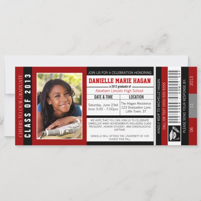 Invitación Clase del boleto 2013 de la admisión del VIP de la (Anverso)