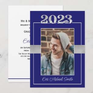 Invitación Clase del Partido de Graduación Azul y Plata 2023