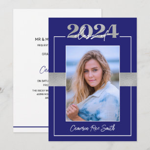 Invitación Clase del Partido de Graduación Azul y Plata 2024