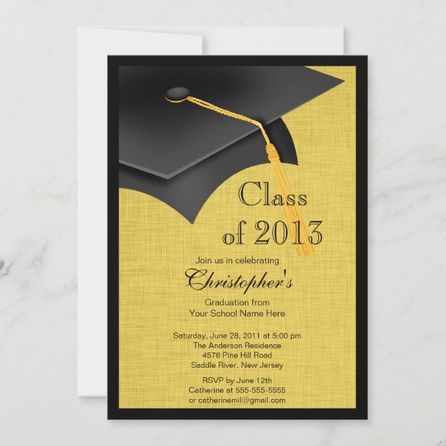 Invitación Clase del Partido de Graduación de Grado Negro 201 (Anverso)