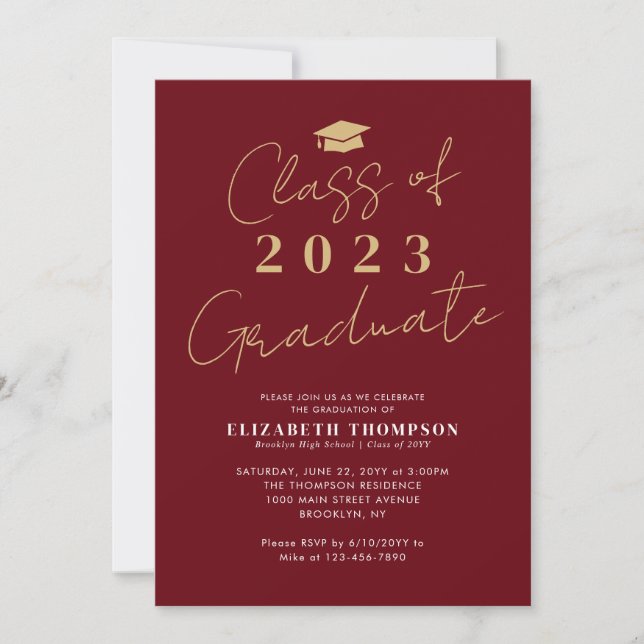 Invitación Clase del Partido de Graduación de Oro Rojo 2023 (Anverso)