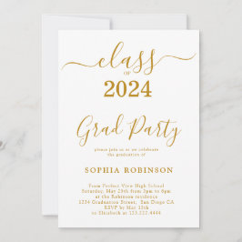 Invitación Clase del Partido de Graduación Gold Script 2024