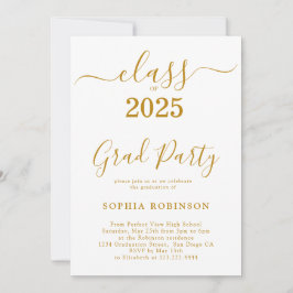 Invitación Clase del Partido de Graduación Gold Script 2025