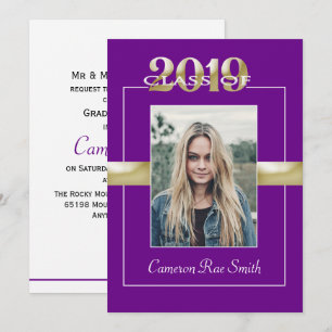 Invitación Clase del Partido de Graduación Púrpura y Oro 2019