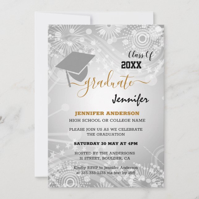 Invitación Clase elegante de 20XX, Foto, graduación de topper (Anverso)