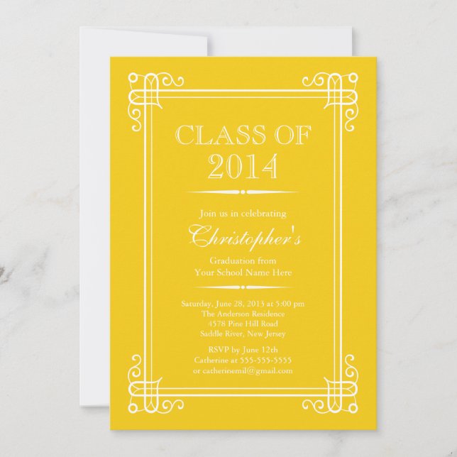 Invitación Clase elegante formal de la fiesta de graduación (Anverso)