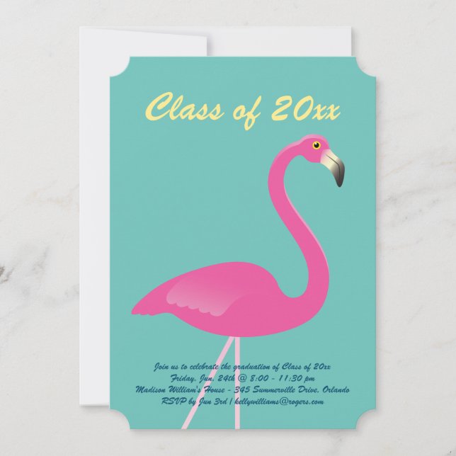Invitación Clase Flamingo de 2019 Graduación - Turquesa (Anverso)