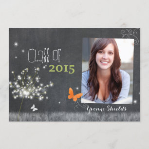 Invitación Clase Floral Chalkboard de 2015 Graduación fotográ
