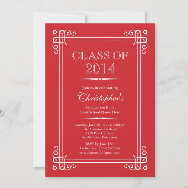 Invitación Clase Formal Elegante del Partido de Graduación 20 (Anverso)