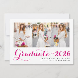 Invitación Clase Fuchsia de 2025 Graduación de Collage de fot