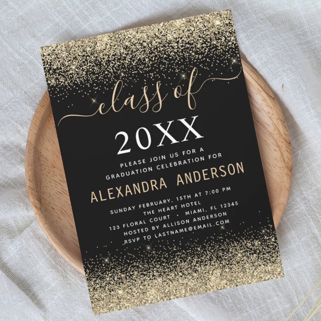 Invitación Clase Gold Black Graduation Party de 2024 (Subido por el creador)