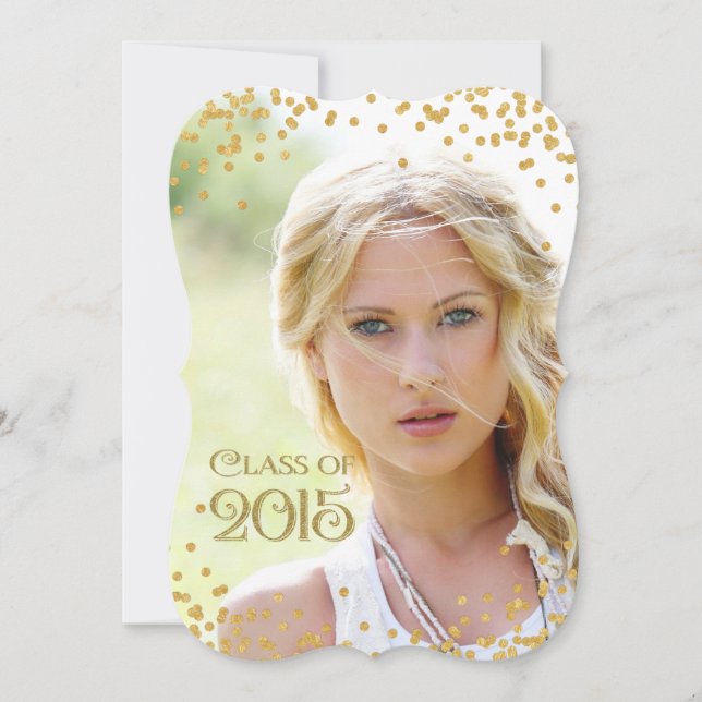 Invitación Clase Gold Confetti de 2015 Graduación (Anverso)