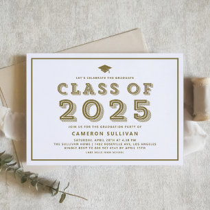 Invitación Clase Gold de Graduación de Cap Retro de 2025