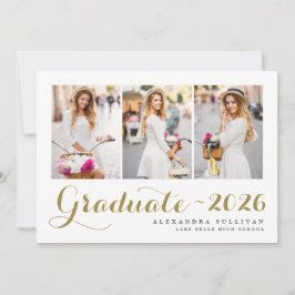 Invitación Clase Gold de Graduación de Collage de fotos 2025