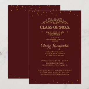 Invitación Clase marrón elegante del oro de la fiesta de