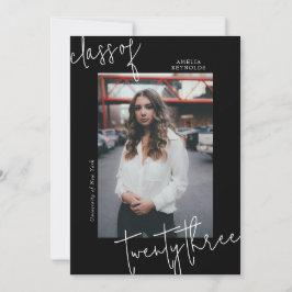 Invitación Clase minimalista en blanco y negro de graduación 