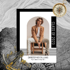 Invitación Clase minimalista Moderna de 2023 Graduación Negra