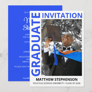 Invitación Clase moderna BLUE de 2026 Foto Fiesta de Graduaci