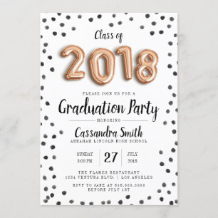 Invitación Clase moderna de 2018 globos - el graduado invita