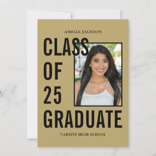 Invitación Clase Moderna de 26 Fiesta de Graduación de Oro