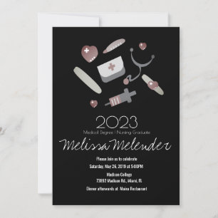 Invitación Clase moderna de Fiesta de Licenciado en Medicina