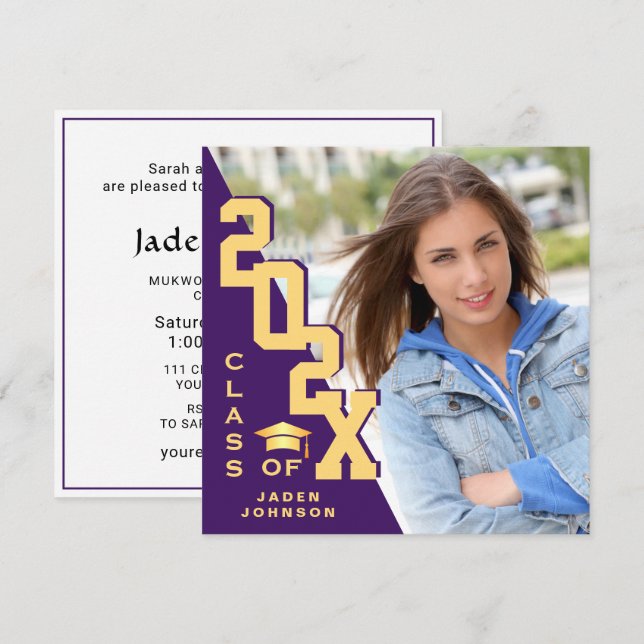 Invitación Clase moderna del Partido de Graduación de FOTO Gr (Anverso / Reverso)