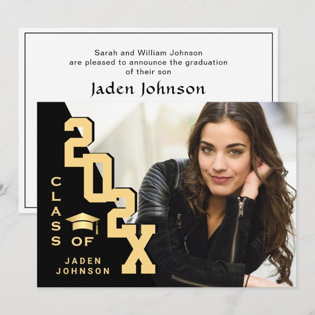 Invitación Clase moderna del Partido de Graduación de FOTO Gr (Anverso / Reverso)