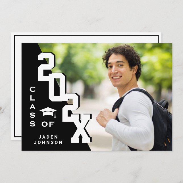 Invitación Clase moderna del Partido de Graduación de FOTO Gr (Anverso / Reverso)