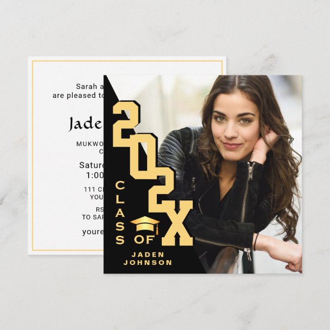 Invitación Clase moderna del Partido de Graduación de FOTO Gr (Anverso / Reverso)