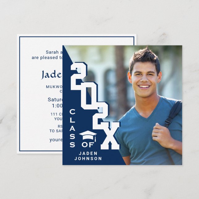 Invitación Clase moderna del Partido de Graduación de FOTO Gr (Anverso / Reverso)