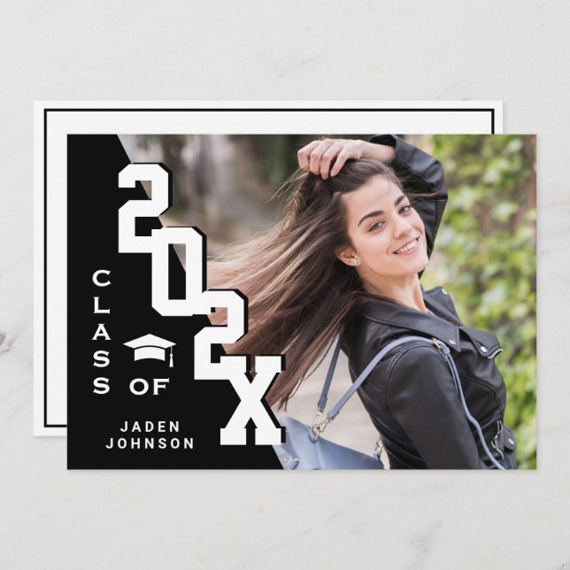 Invitación Clase moderna del Partido de Graduación de FOTO Gr (Anverso / Reverso)